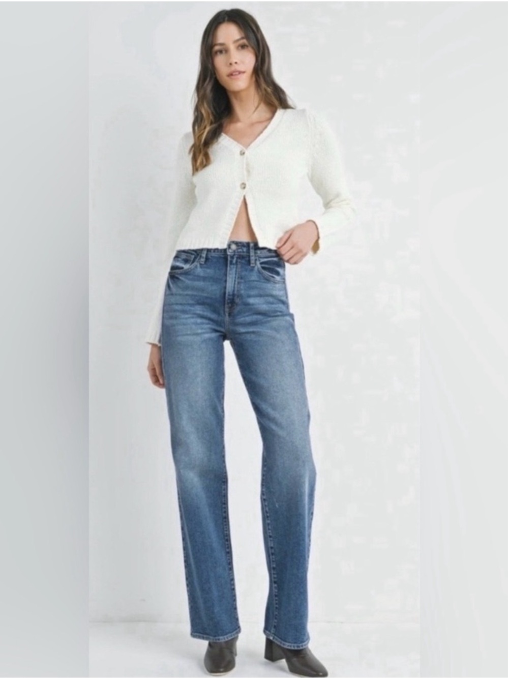 Habitual Reese High Rise Cropped Straight Leg Jeans Medium Wash, 26
